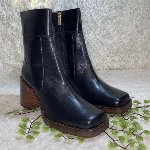 ASOS Shoes Asos Design Region Leather Midheel Boots In Black And